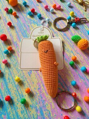 DANBAR Knit Carrot Bag Charm Keychain NEW NWT